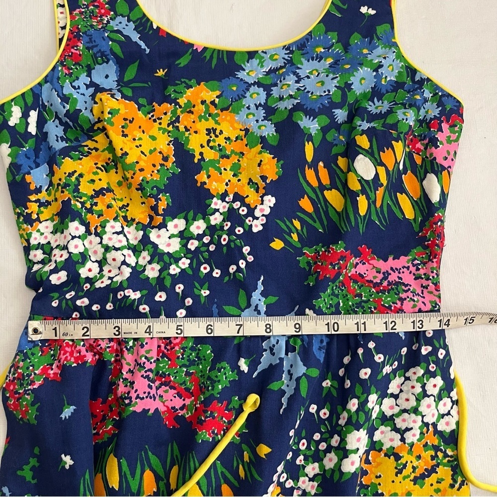 Vintage Meadowbank Blue Yellow Floral Summer Garden Dress - Picture 11 of 12